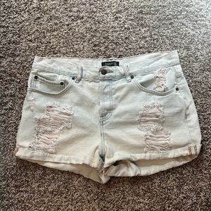 Light washed distressed shorts